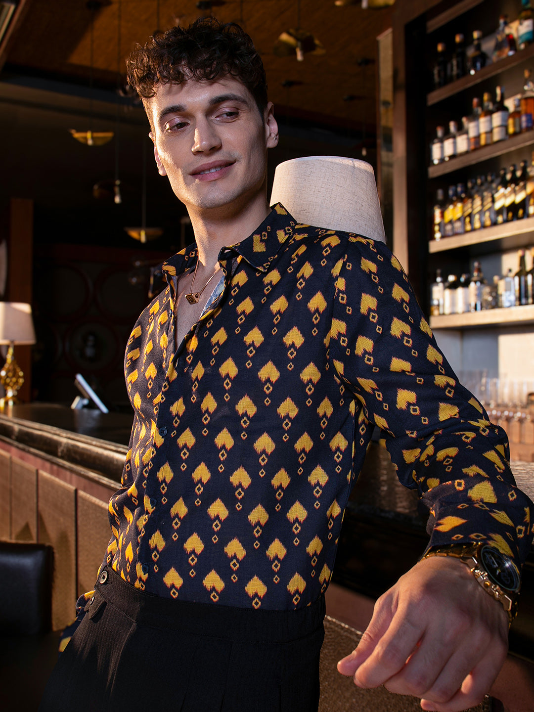 Campus Sutra Indie Block-Print Shirt