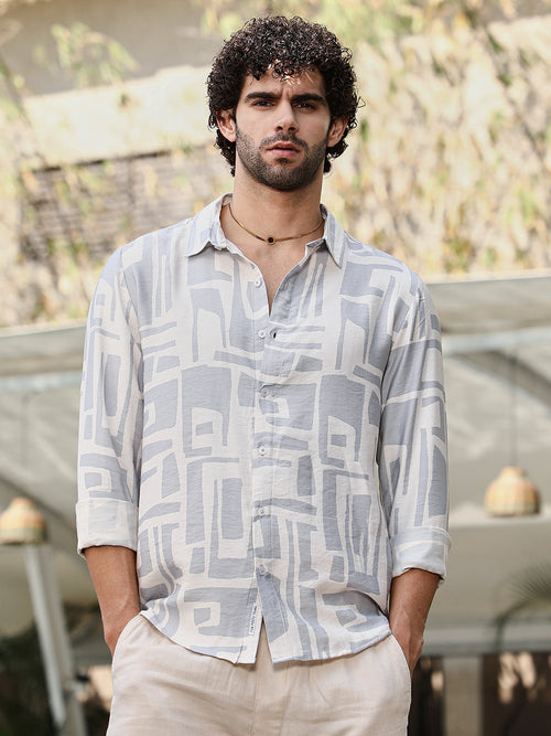 Campus Sutra Abstract-Deco Regular Shirt