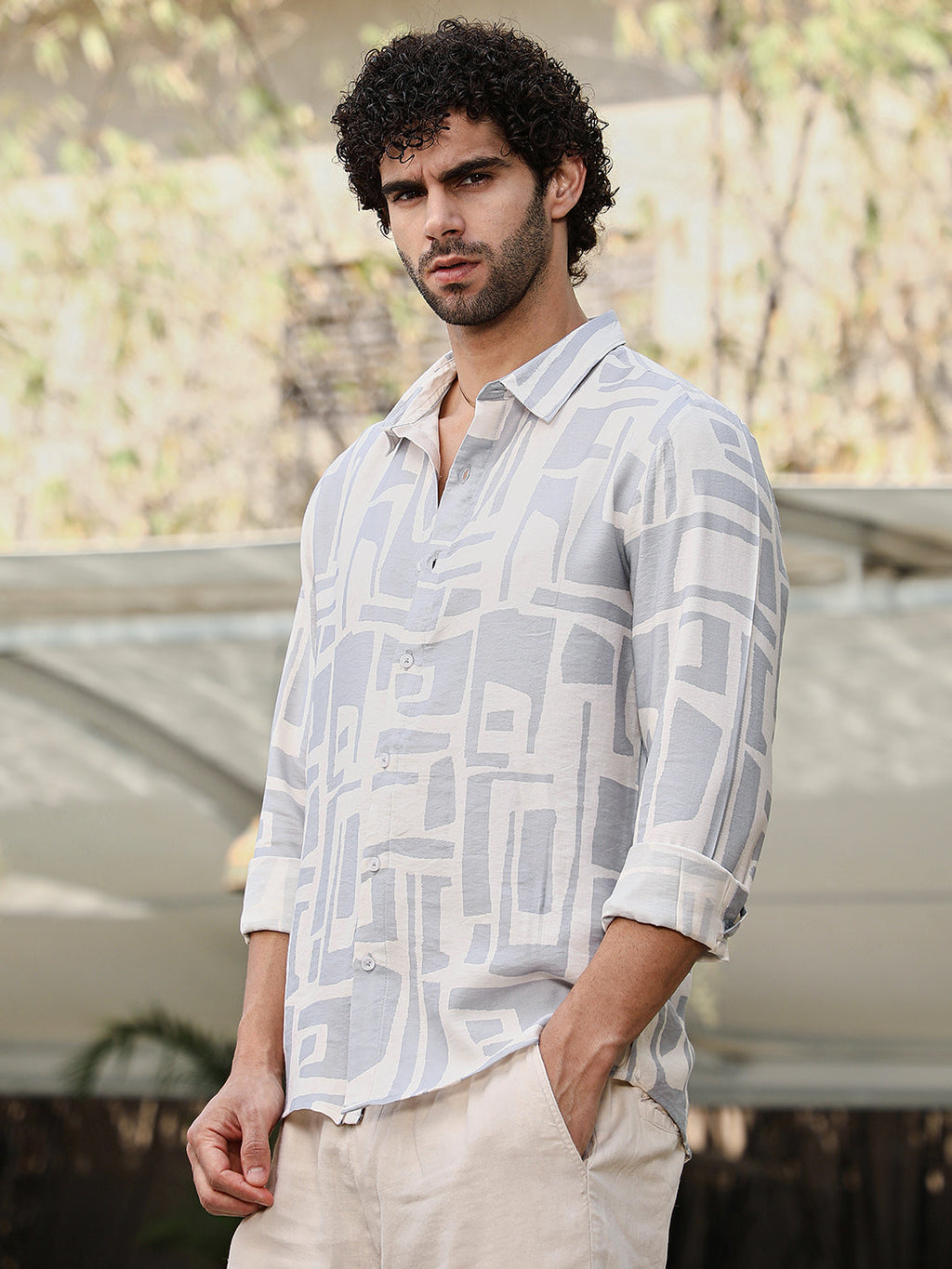 Campus Sutra Abstract-Deco Regular Shirt