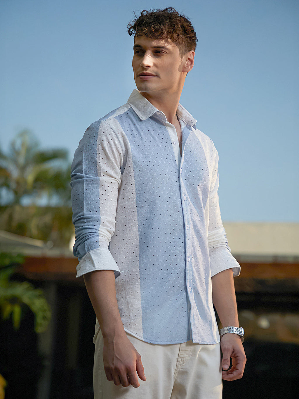 Campus Sutra Panel-Tactile Shirt