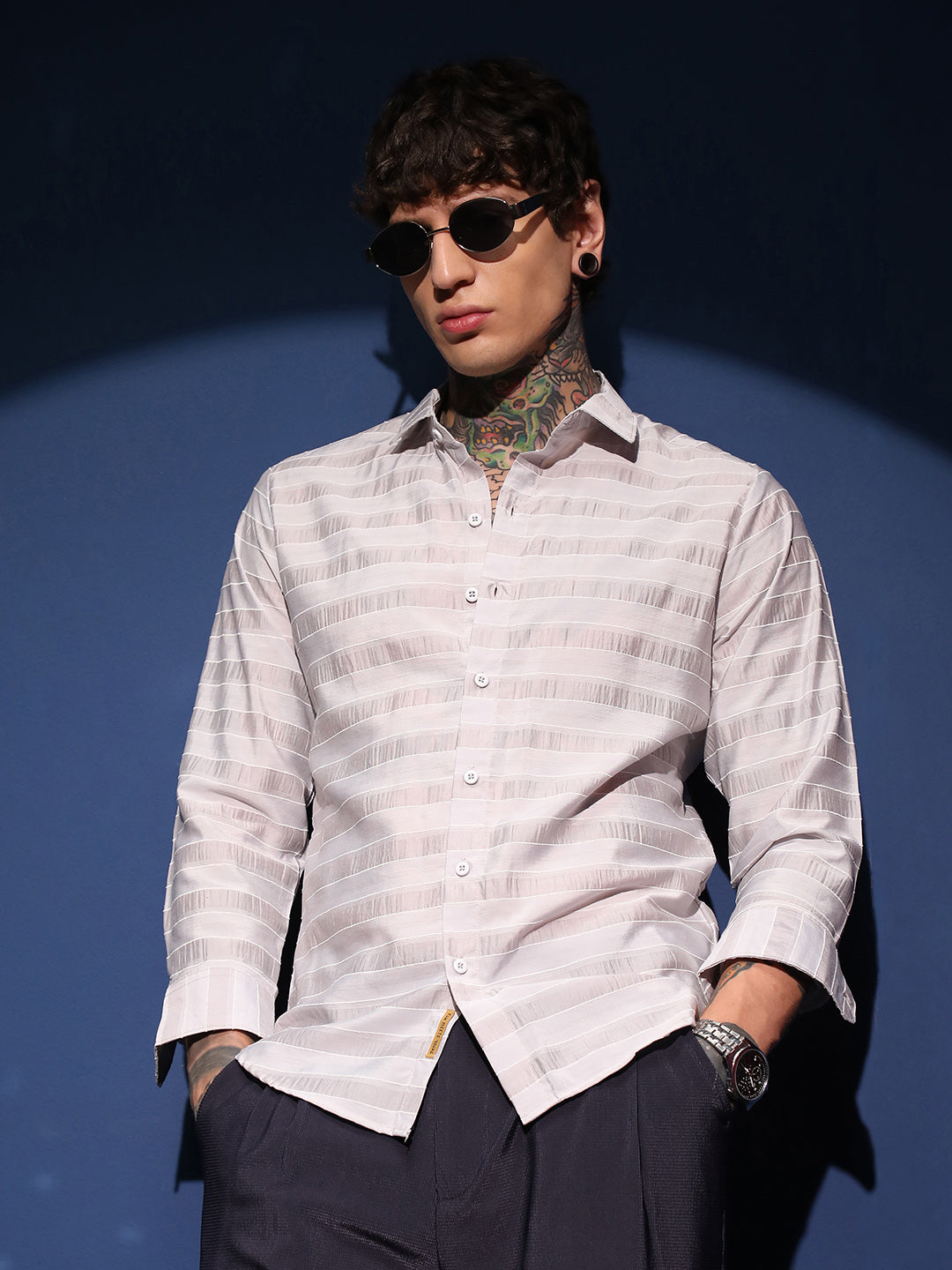 Campus Sutra Parallel-Stripe Shirt