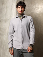 Campus Sutra Chevron-Panel Tactile Shirt