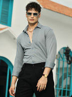 Campus Sutra Chevron-Panel Tactile Shirt