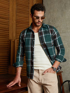 Campus Sutra Ribbed-Plaid Relaxed Shirt