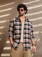Campus Sutra Dark-Plaid Relaxed Shirt