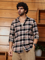 Campus Sutra Dark-Plaid Relaxed Shirt