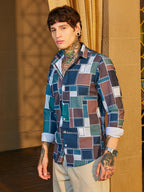 Campus Sutra Patch-Stitch Imprint Shirt
