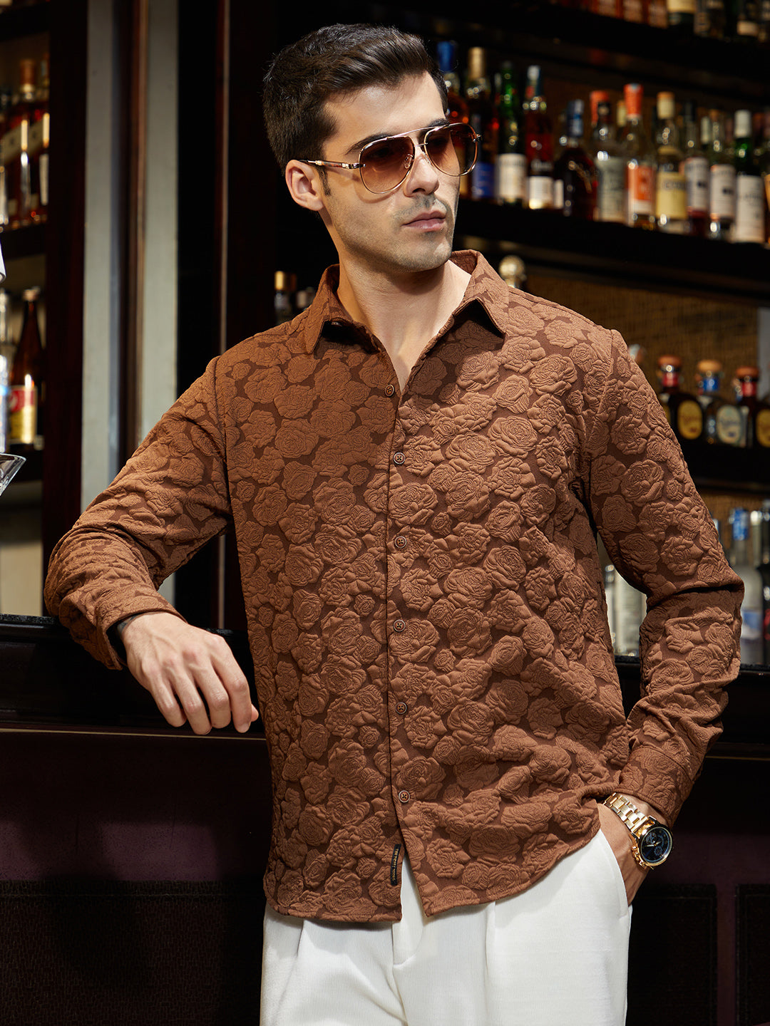 Campus Sutra Rose-Tactile Shirt