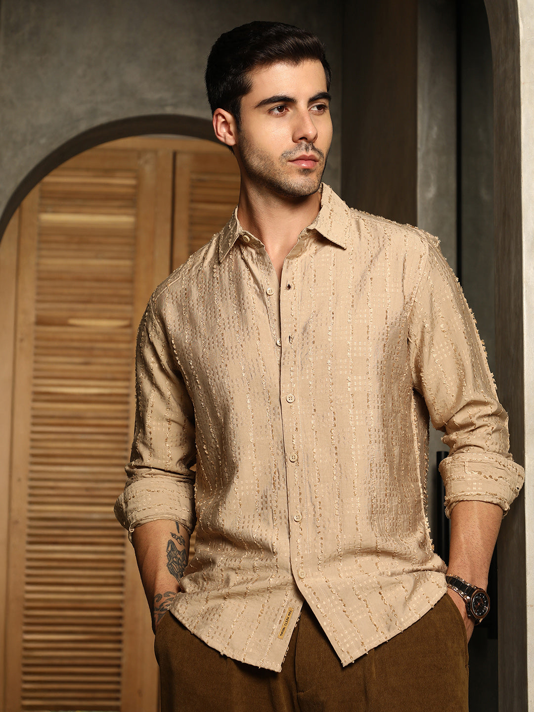 Campus Sutra Wicker-Tactile Shirt