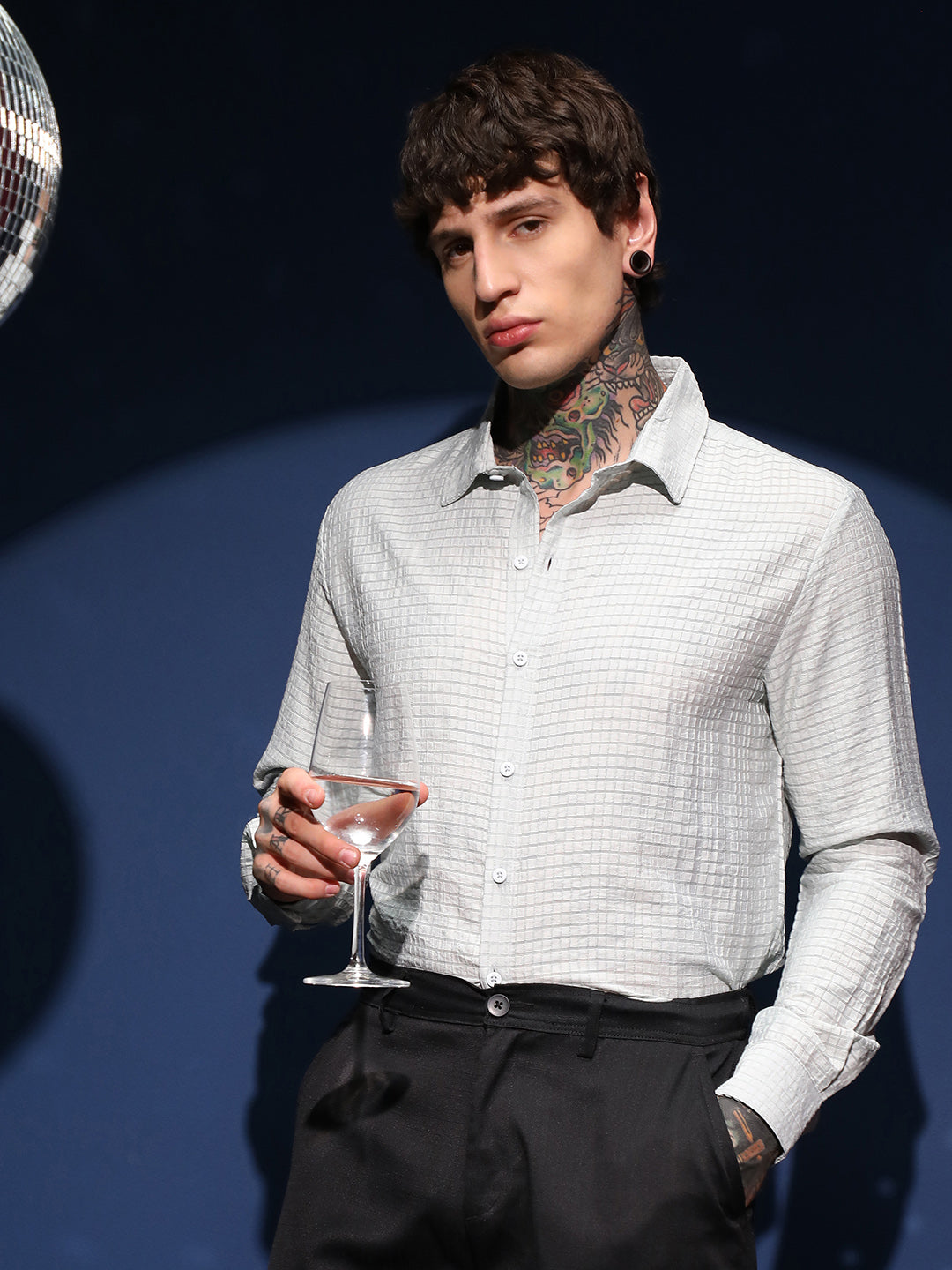 Campus Sutra Grid-Tactura Shirt