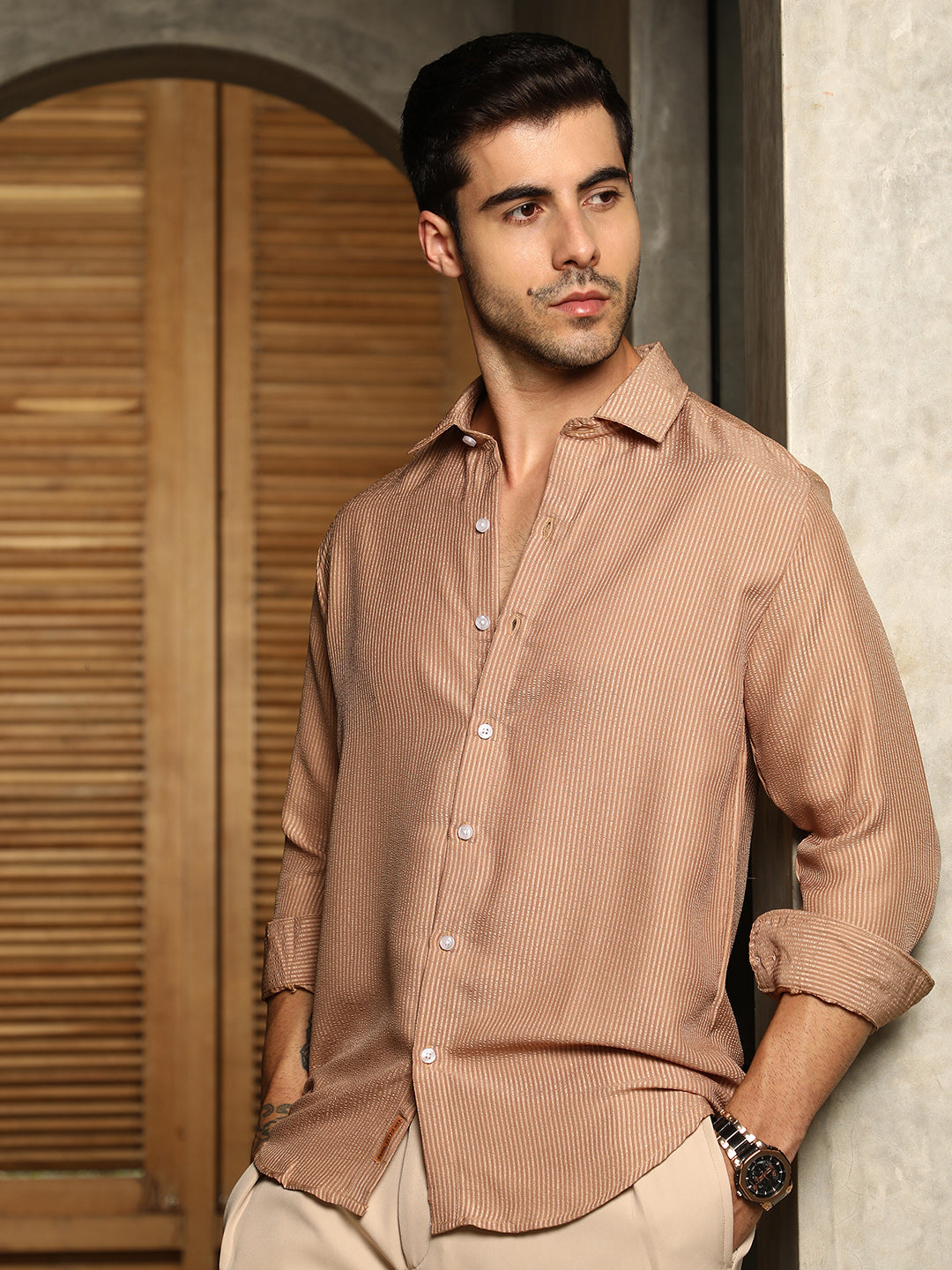 Campus Sutra Seersucker Shirt