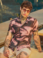 Campus Sutra Blurred-Mesh Shirt