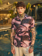 Campus Sutra Blurred-Mesh Shirt