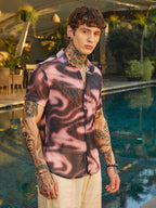 Campus Sutra Blurred-Mesh Shirt