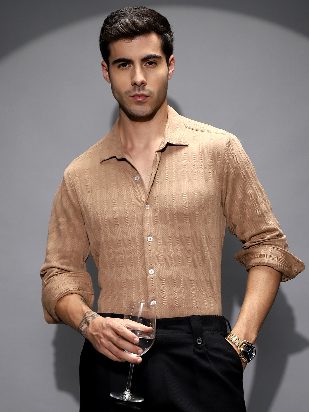 Campus Sutra Braided-Knot Tactile Shirt