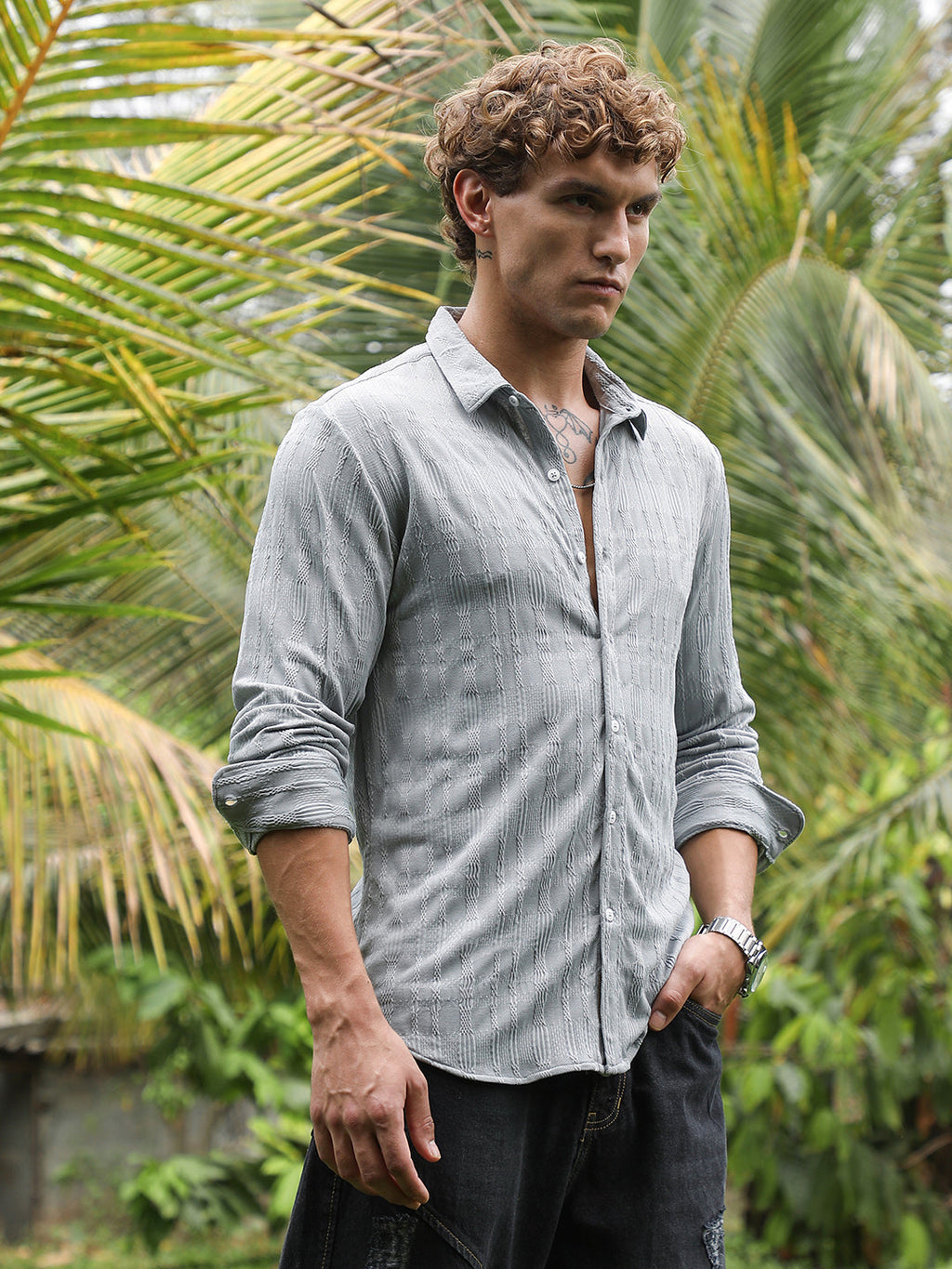 Campus Sutra Braided-Knot Tactile Shirt