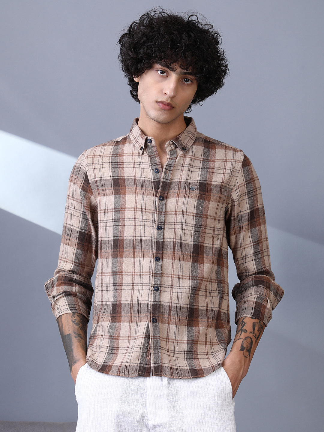 Campus Sutra Tartan Regular Shirt