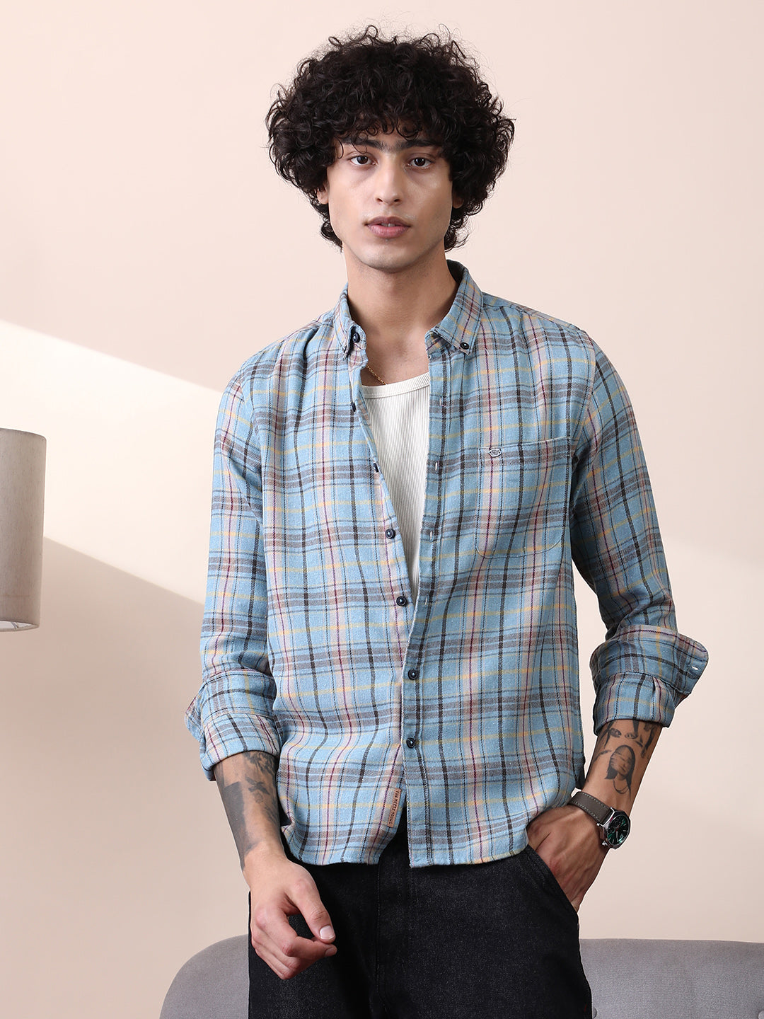 Campus Sutra Tartan Regular Shirt
