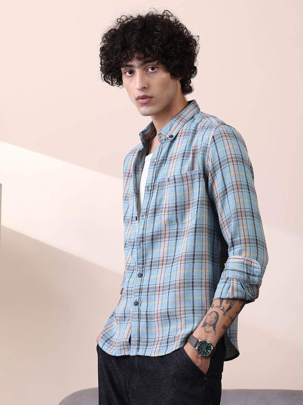 Campus Sutra Tartan Regular Shirt