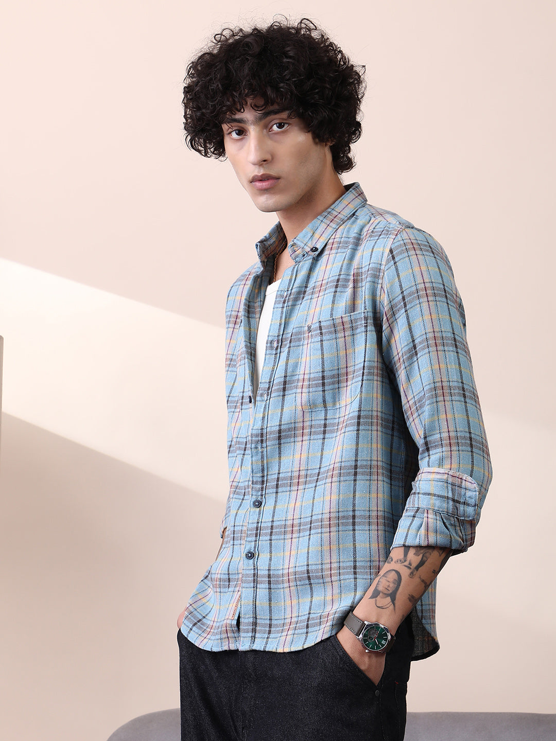 Campus Sutra Tartan Regular Shirt