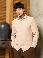 Campus Sutra Chevron-Panel Tactile Shirt