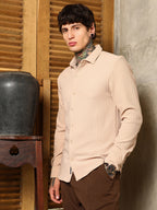 Campus Sutra Chevron-Panel Tactile Shirt
