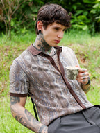 Campus Sutra Folk Jacquard-Knit Polo Shirt