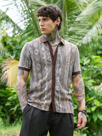 Campus Sutra Folk Jacquard-Knit Polo Shirt