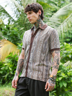 Campus Sutra Folk Jacquard-Knit Polo Shirt