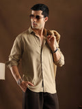 Campus Sutra Solid Waffle-Weave Shirt