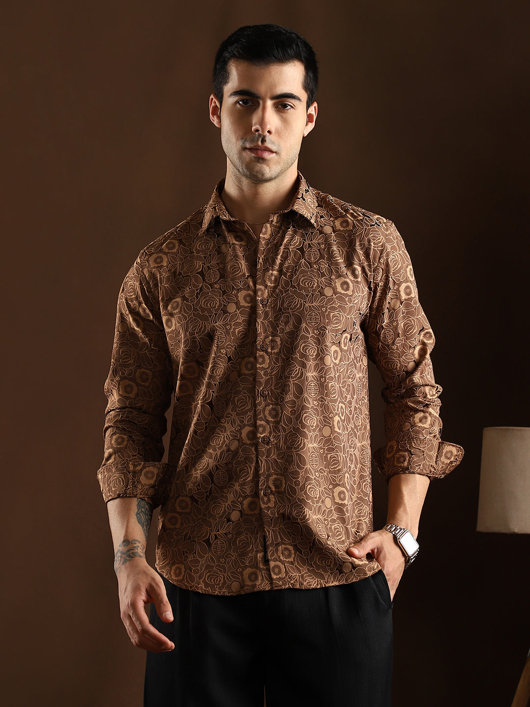 Campus Sutra Electric-Roses Shirt