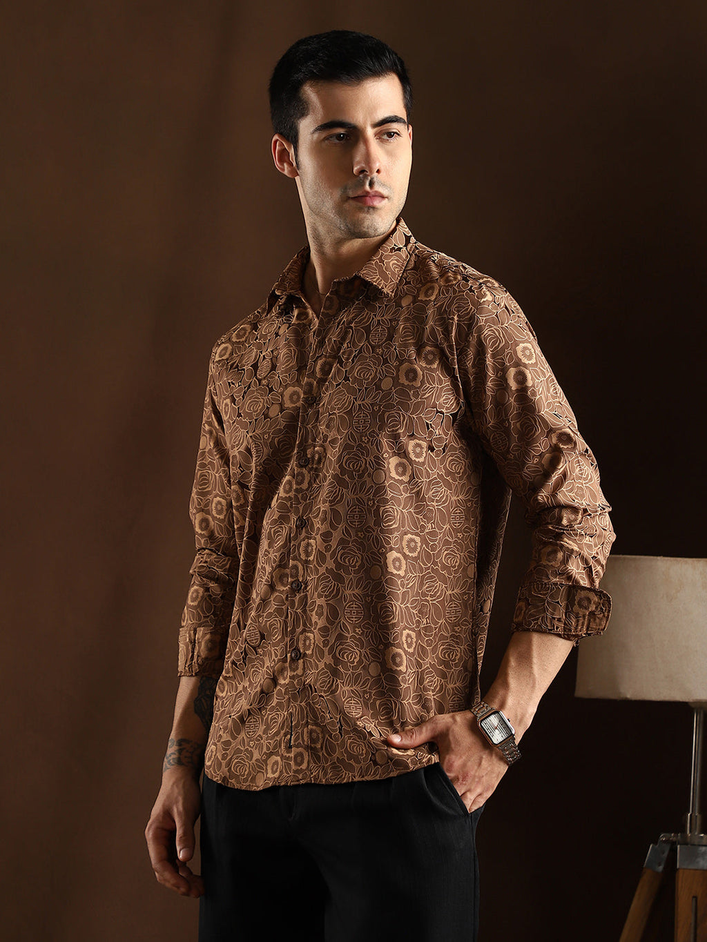 Campus Sutra Electric-Roses Shirt