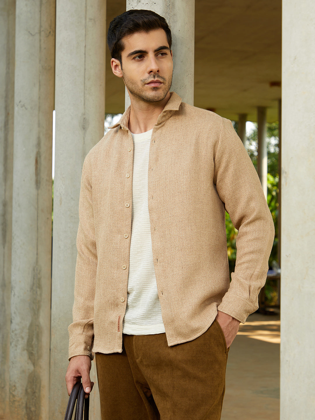 Campus Sutra Solid Woven Shirt
