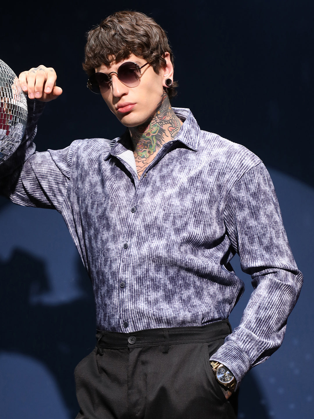 Campus Sutra Faded Corduroy Relaxed Shirt