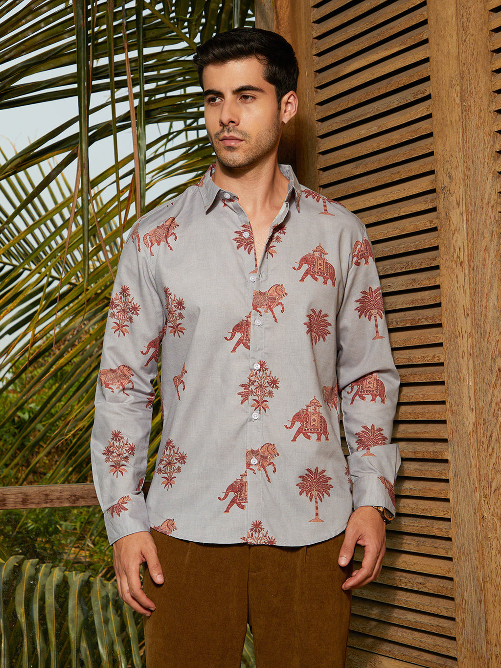 Campus Sutra Vedic-Imprint Shirt