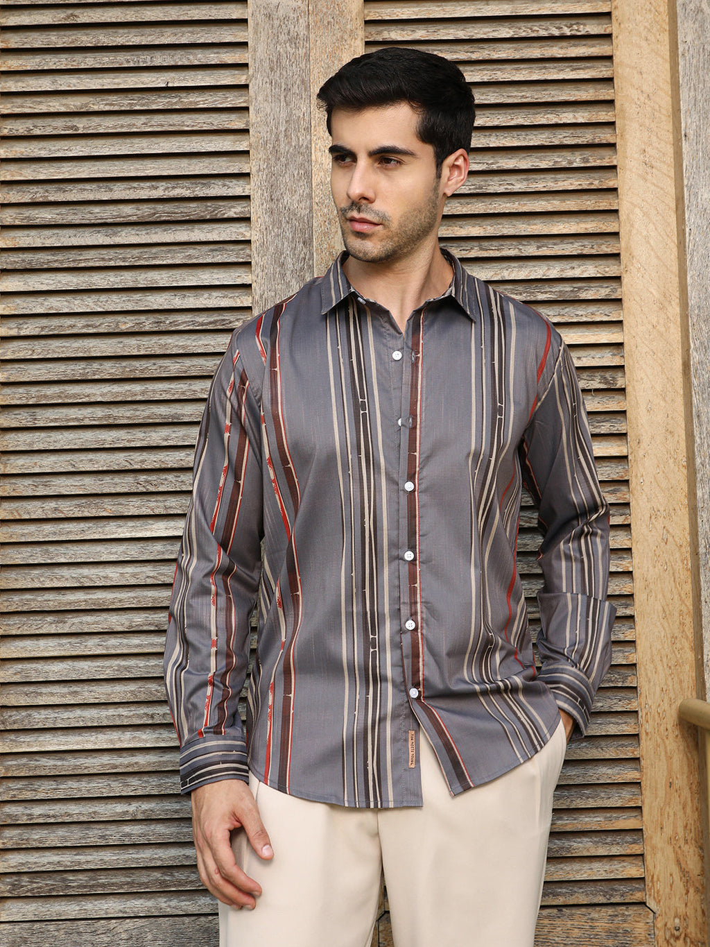 Campus Sutra Artistic-Stripe Shirt
