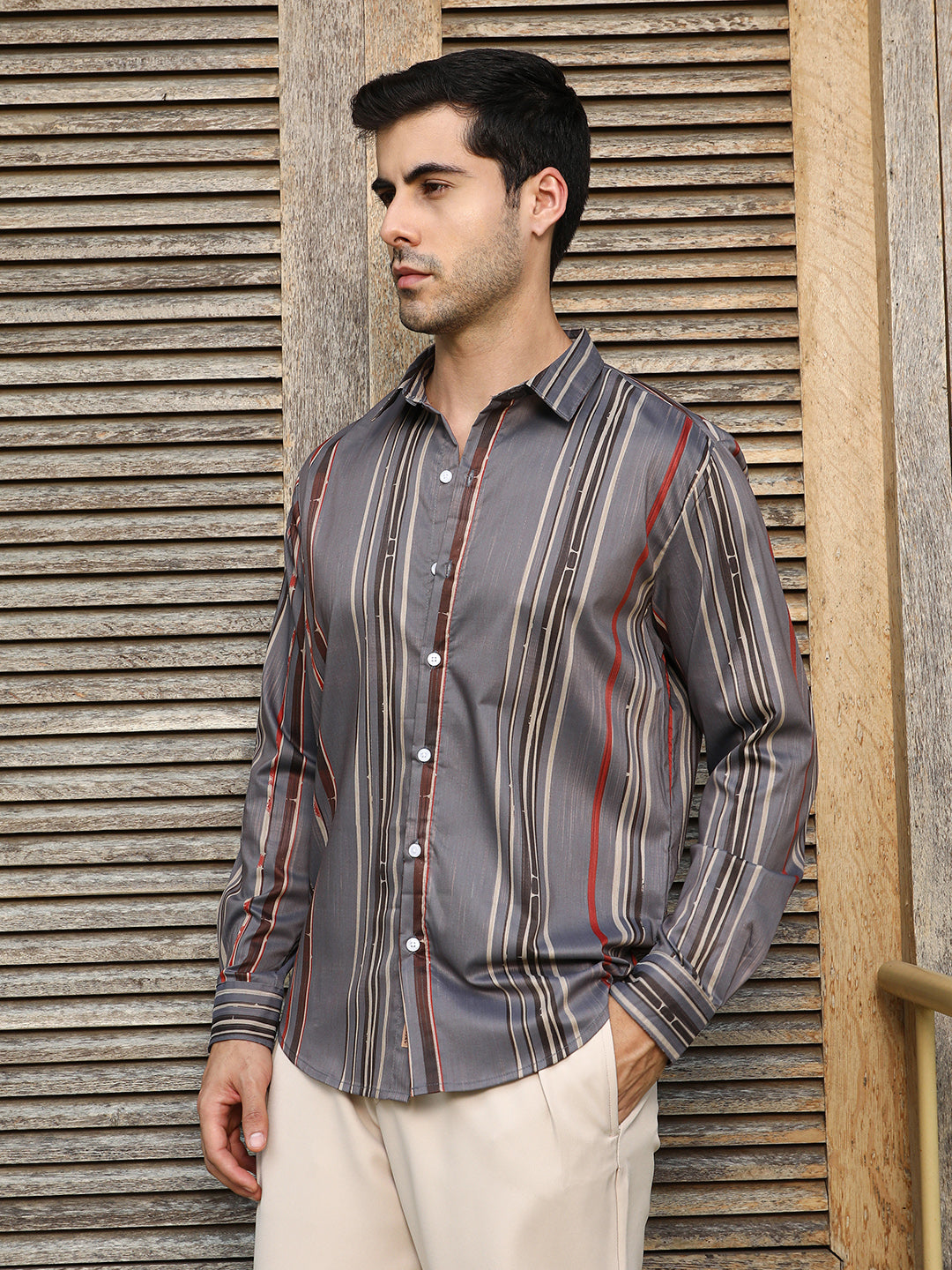 Campus Sutra Artistic-Stripe Shirt