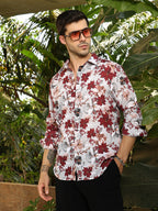 Campus Sutra Hibicus Imprint Shirt