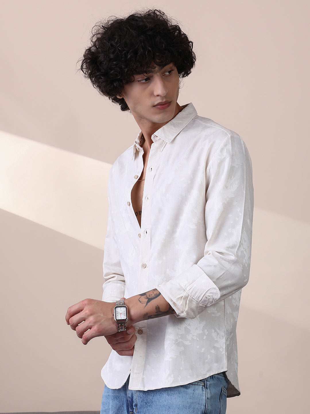 Campus Sutra Splatter Self-Texture Shirt