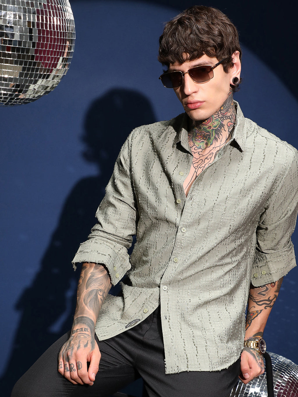Campus Sutra Wicker-Tactile Shirt
