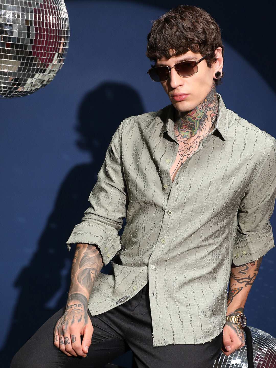 Campus Sutra Wicker-Tactile Shirt