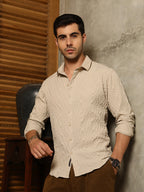 Campus Sutra Embossed Geometric Shirt