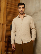 Campus Sutra Embossed Geometric Shirt