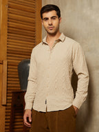 Campus Sutra Embossed Geometric Shirt