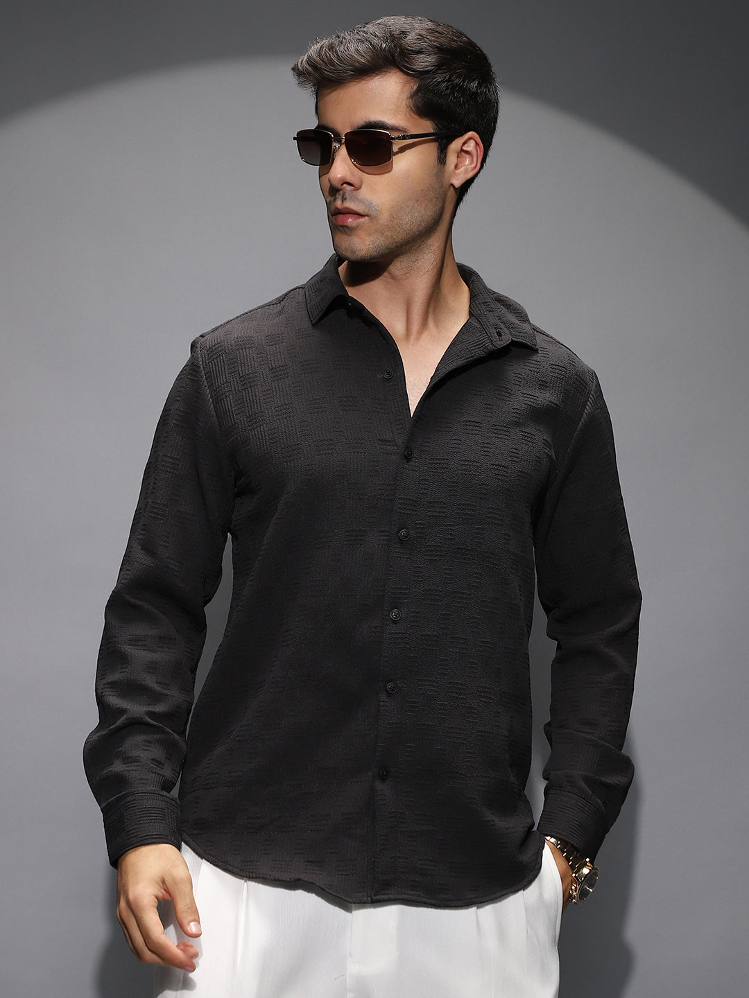 Campus Sutra Warpwelt-Tactile Shirt