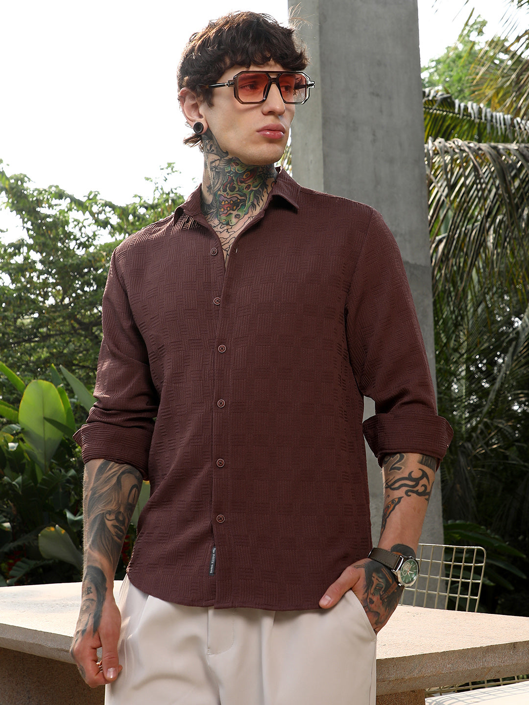 Campus Sutra Warpwelt-Tactile Shirt