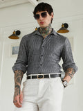 Campus Sutra Textured Grey Slim Fit Full Sleeve Shirt
