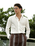 Campus Sutra White Textured Slim Fit Shirt With Spread Collar