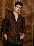 Campus Sutra Chocolate Brown Ruche-Pleated Shirt