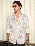 Campus Sutra Metallic-Gradient Pleated Shirt
